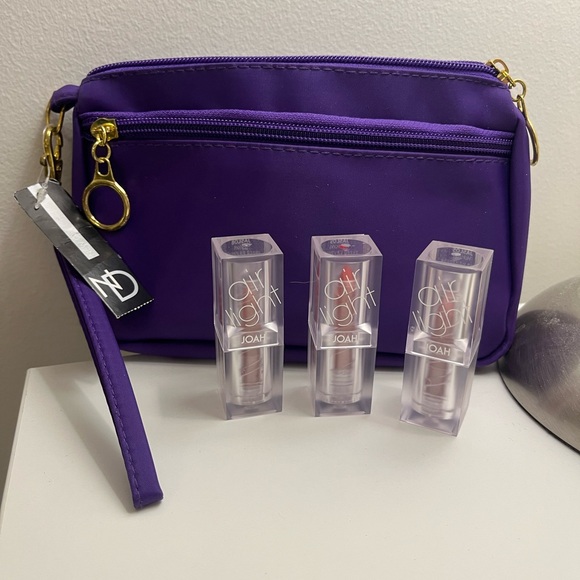 New Directions Handbags - Purple cosmetics Bag with 3 lipsticks - All New